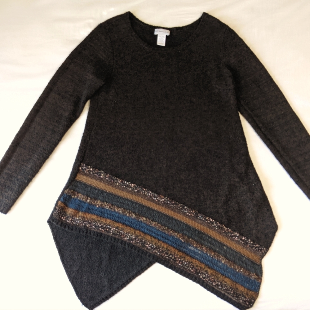 Soft Surroundings Wool Blend Criss Cross Hemline Sweater Top Medium